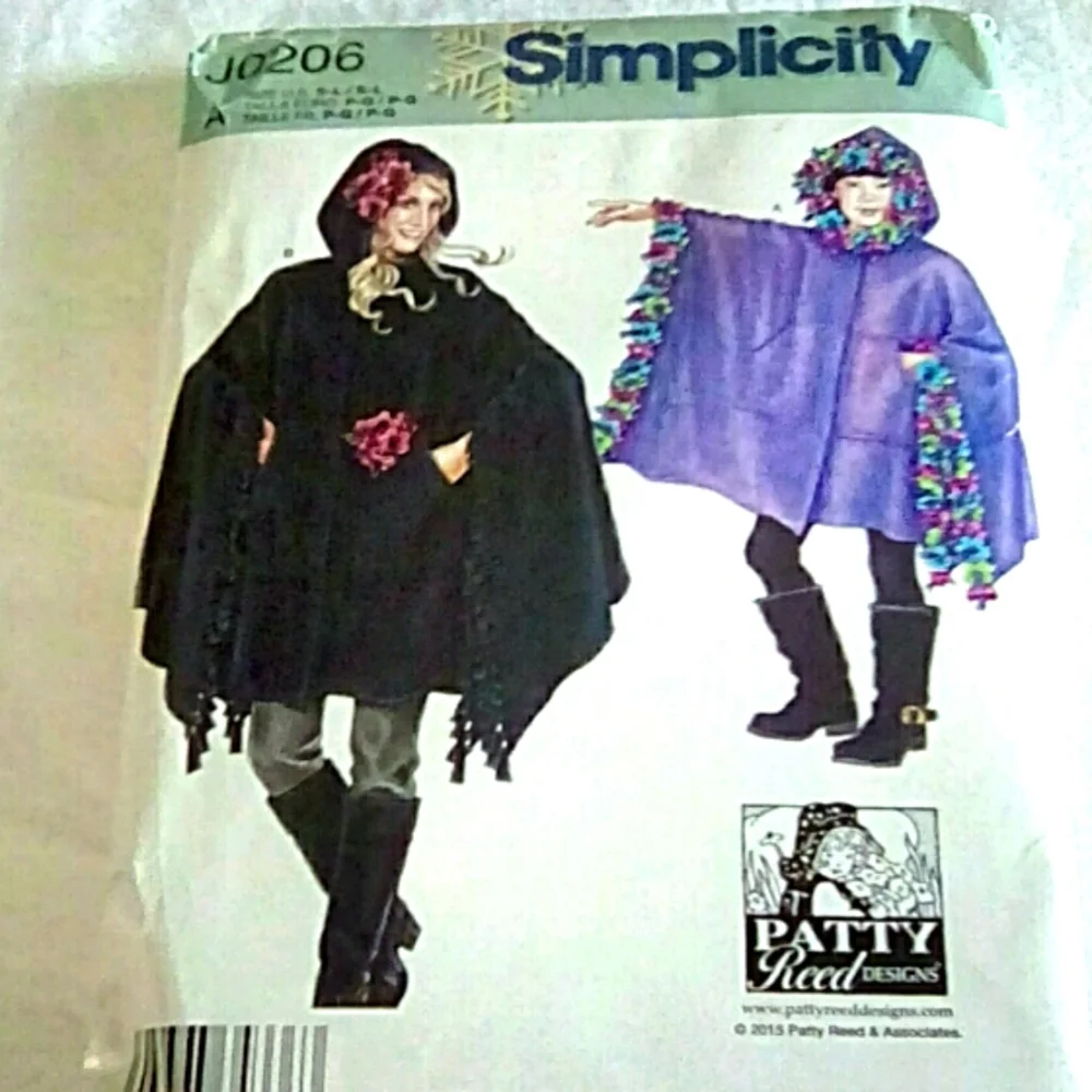 Simplicity J0206 Girls' & Misses' fleece ponchos